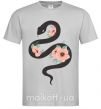 Мужская футболка Темня змея с цветами Серый фото