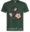 Мужская футболка Темня змея с цветами Темно-зеленый фото