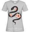 Жіноча футболка Темня змея с цветами Сірий фото