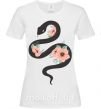 Жіноча футболка Темня змея с цветами Білий фото
