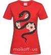 Жіноча футболка Темня змея с цветами Червоний фото