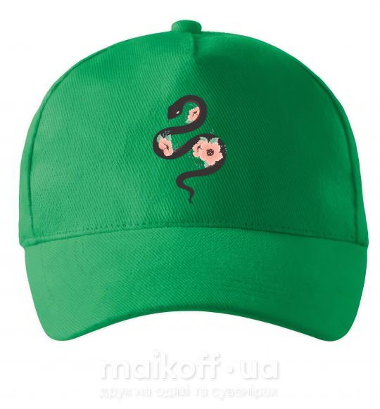 Кепка Темня змея с цветами Зеленый фото