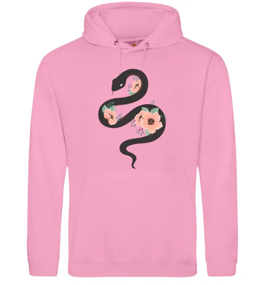 Чоловіча толстовка (худі) Темна змія з квітами Рожевий фото