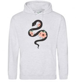 Мужская толстовка (худи) Темна змія з квітами