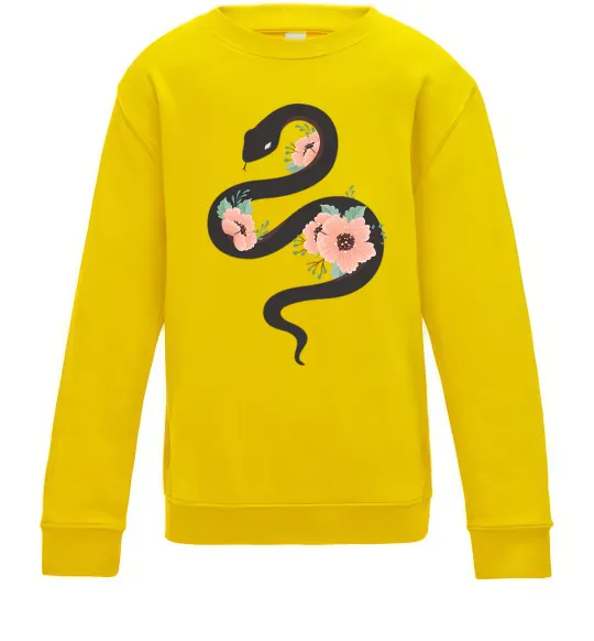 Детский Свитшот Темна змія з квітами Солнечно желтый фото