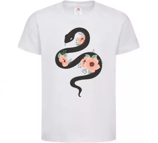 Детская футболка Темна змія з квітами Белый фото