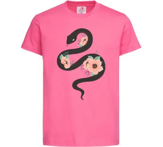 Детская футболка Темна змія з квітами Ярко-розовый фото