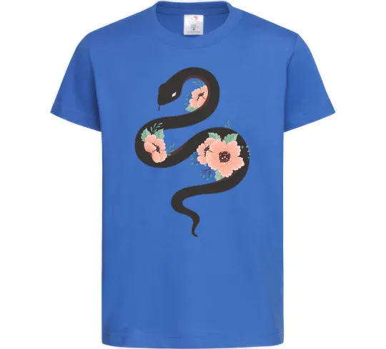 Детская футболка Темна змія з квітами Ярко-синий фото