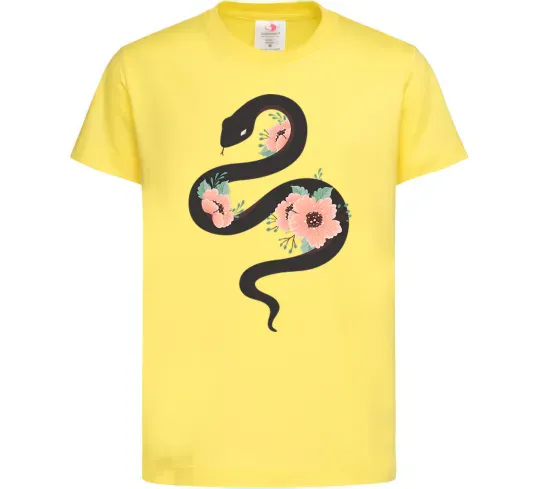 Детская футболка Темна змія з квітами Лимонный фото