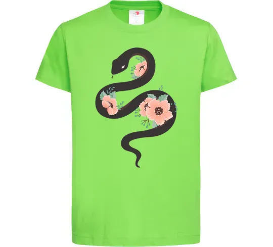 Детская футболка Темна змія з квітами Лаймовый фото