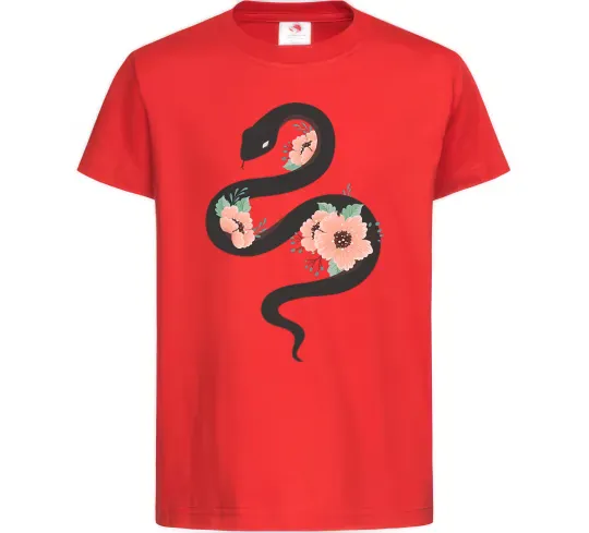 Детская футболка Темна змія з квітами Красный фото