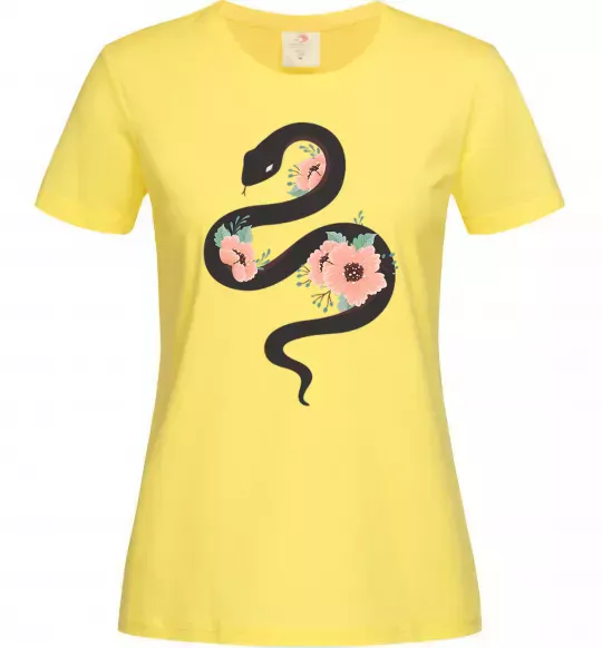 Женская футболка Темна змія з квітами Лимонный фото