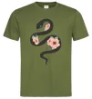 Мужская футболка Темна змія з квітами Оливковый фото