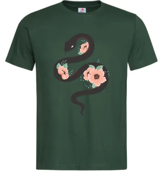 Мужская футболка Темна змія з квітами Темно-зеленый фото