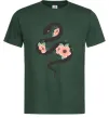 Мужская футболка Темна змія з квітами Темно-зеленый фото