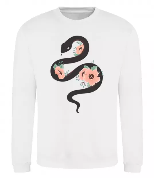 Свитшот Темна змія з квітами Белый фото