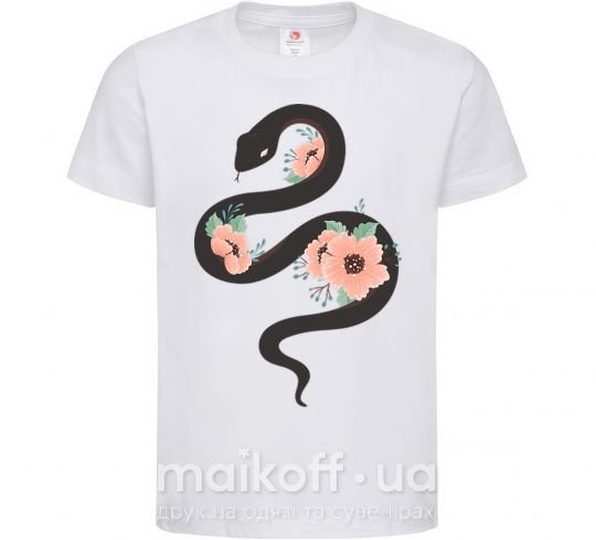 Детская футболка Темня змея с цветами Белый фото