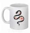 Чашка керамічна Темня змея с цветами Білий фото