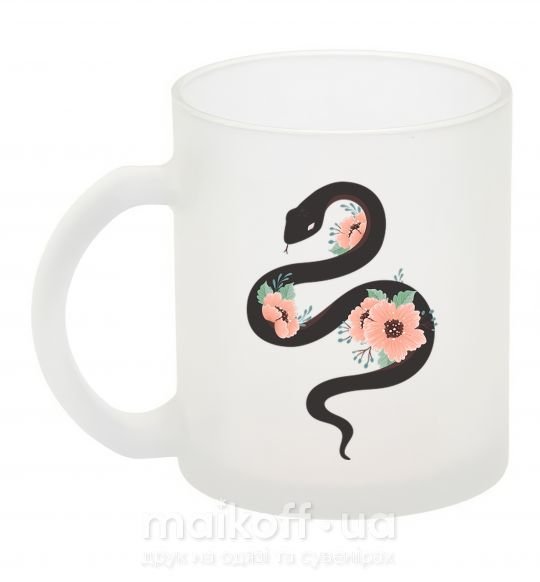 Чашка скляна Темня змея с цветами Фроузен фото