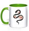 Чашка с цветной ручкой Темня змея с цветами Зеленый фото